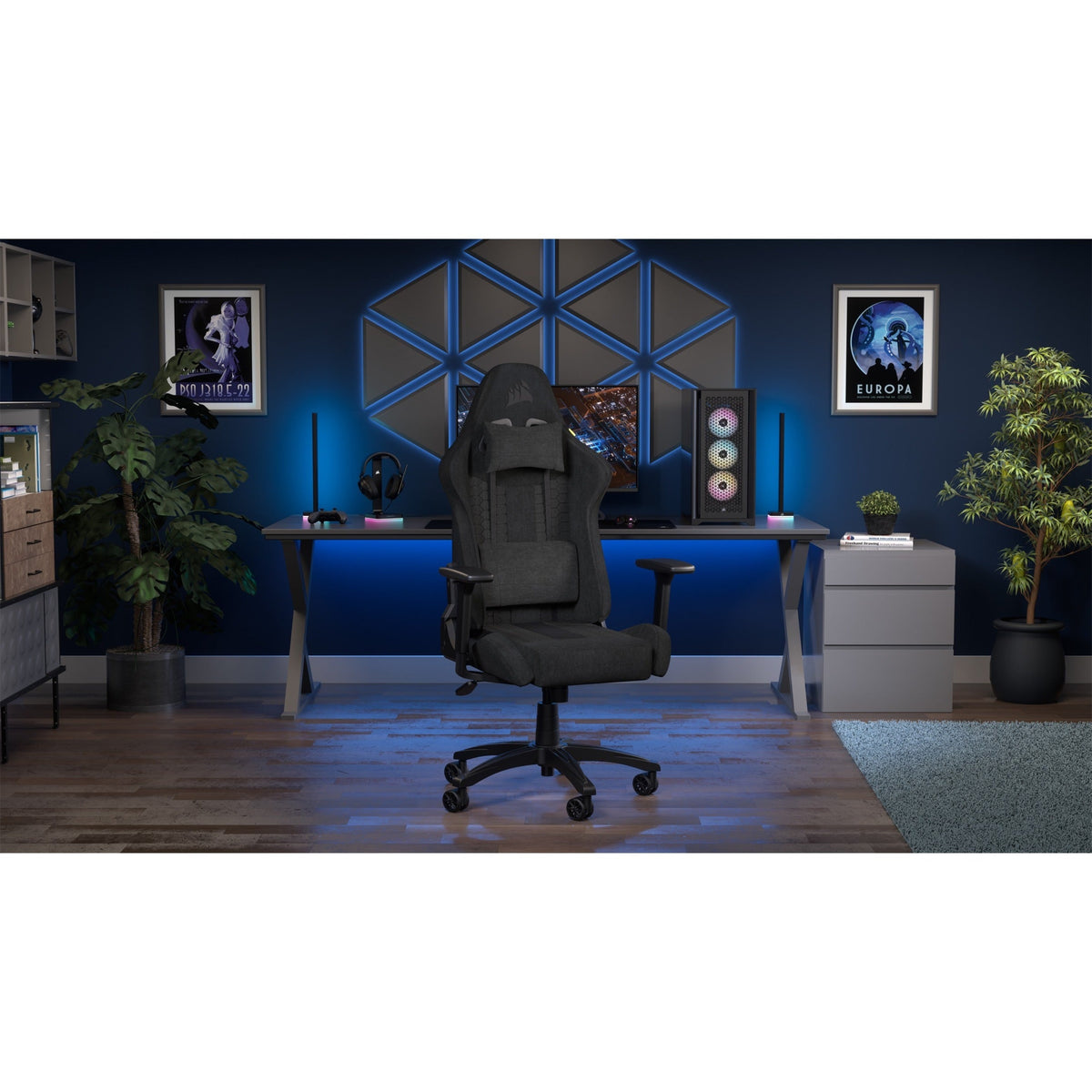 Corsair TC100 RELAXED Gaming Chair - Fabric Black/Grey