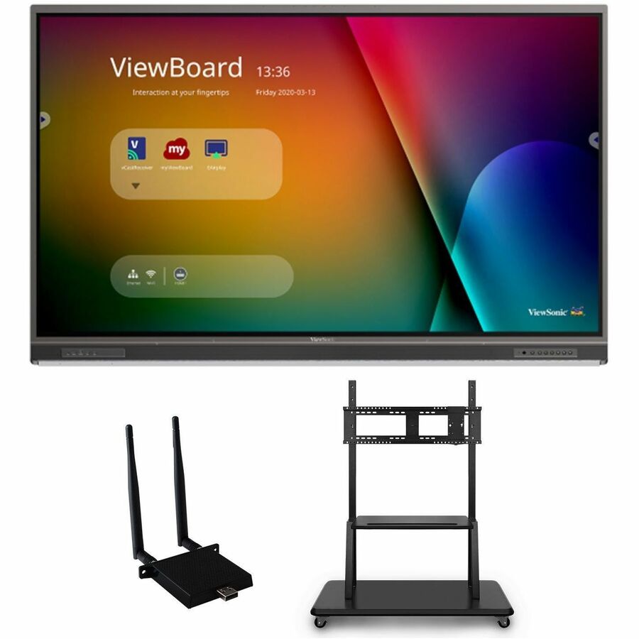 ViewSonic ViewBoard IFP7552-1C-E2 - 4K Interactive Display with WiFi Adapter Mobile Trolley Cart - 400 cd/m2 - 75"