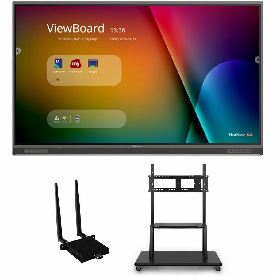 ViewSonic ViewBoard IFP8652-1C-E2 - 4K Interactive Display with WiFi Adapter Mobile Trolley Cart - 400 cd/m2 - 86"