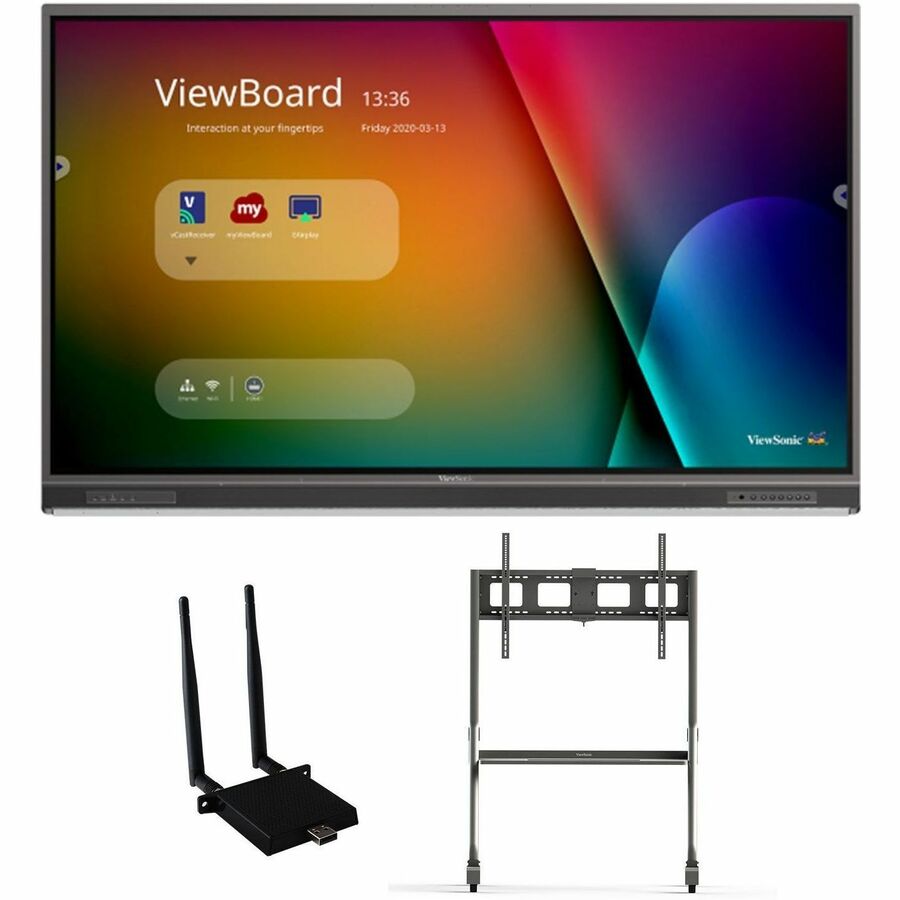 ViewSonic ViewBoard IFP7552-1C-E4 - 4K Interactive Display with WiFi Adapter and Slim Trolley Cart - 400 cd/m2 - 75"