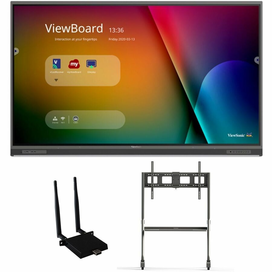 ViewSonic ViewBoard IFP8652-1C-E4 - 4K Interactive Display with WiFi Adapter and Slim Trolley Cart - 400 cd/m2 - 86"