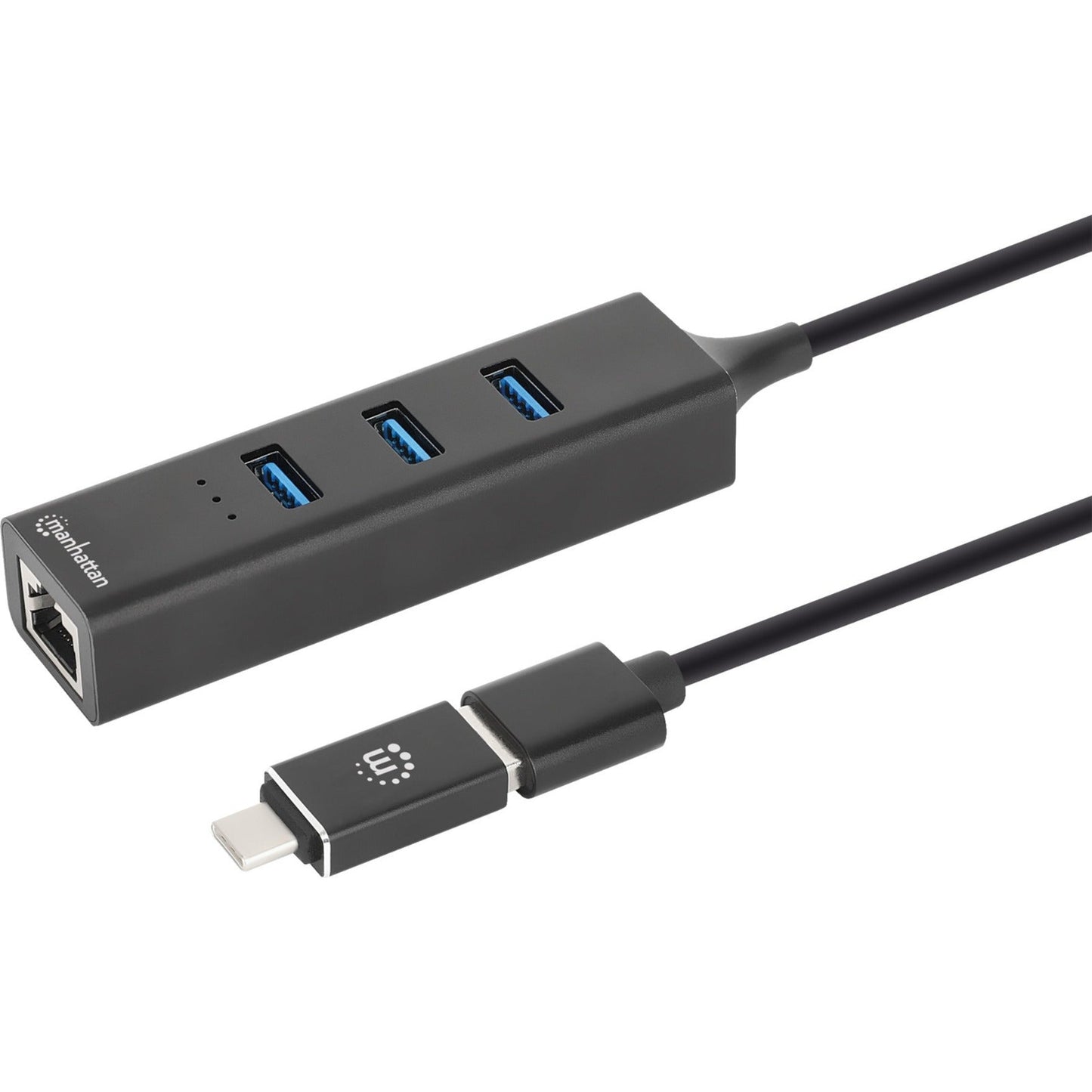 Manhattan 3-Port USB 3.0 Type-C/A Combo Hub with Gigabit Ethernet Network Adapter