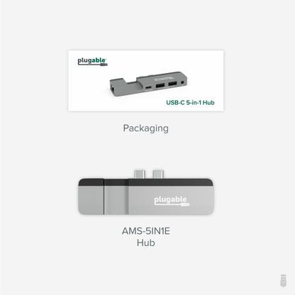 Plugable 5-in-1 USB C Hub Multiport Adapter for MacBook Pro 14/16 Inch and Macbook Air M2 designed for Magsafe