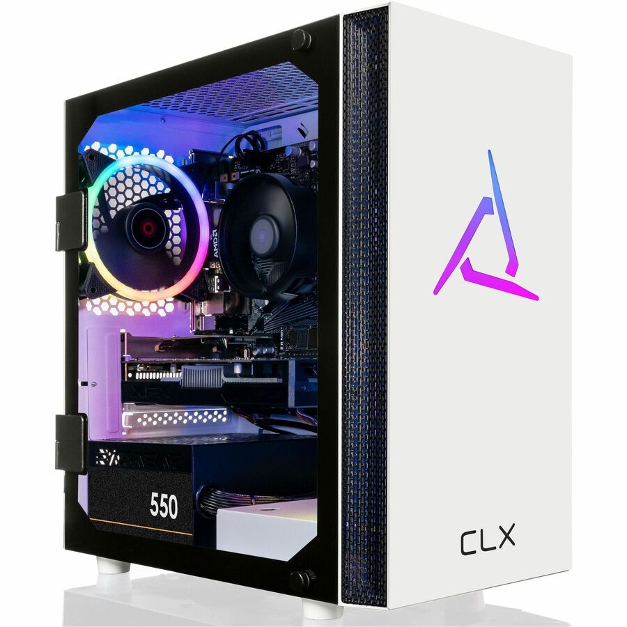 CLX SET TGMSETRXM2504WM Gaming Desktop Computer - AMD Ryzen 5 5600 Hexa-core (6 Core) 3.50 GHz - 16 GB RAM DDR4 SDRAM - 1 TB M.2 PCI Express NVMe SSD - Mini-tower - White