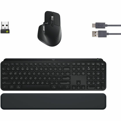 Logitech MX Keys S Combo - Performance Wireless Keyboard and Mouse with Palm Rest