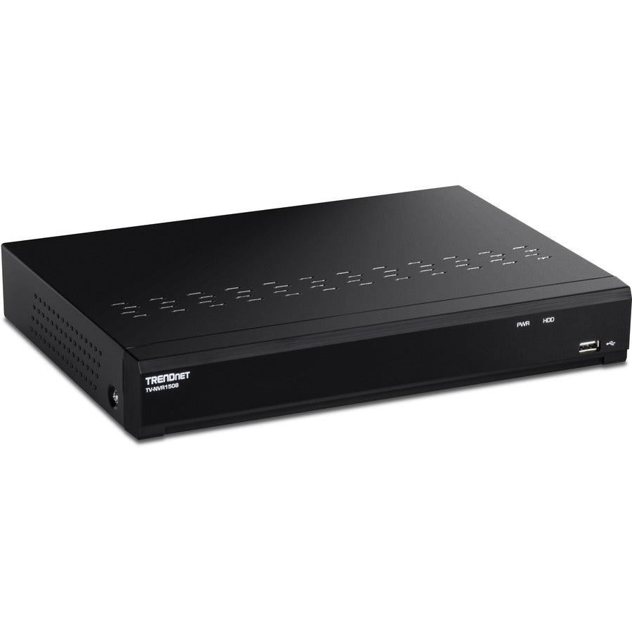 TRENDnet 8-Channel UHD PoE NVR TV-NVR1508 H.264/H.265 4K (8MP) Up to 12TB Storage (HDD Not Included) Supports one 4K Camera Channel 56W PoE Power Budget Rackmount Design 240fps Black