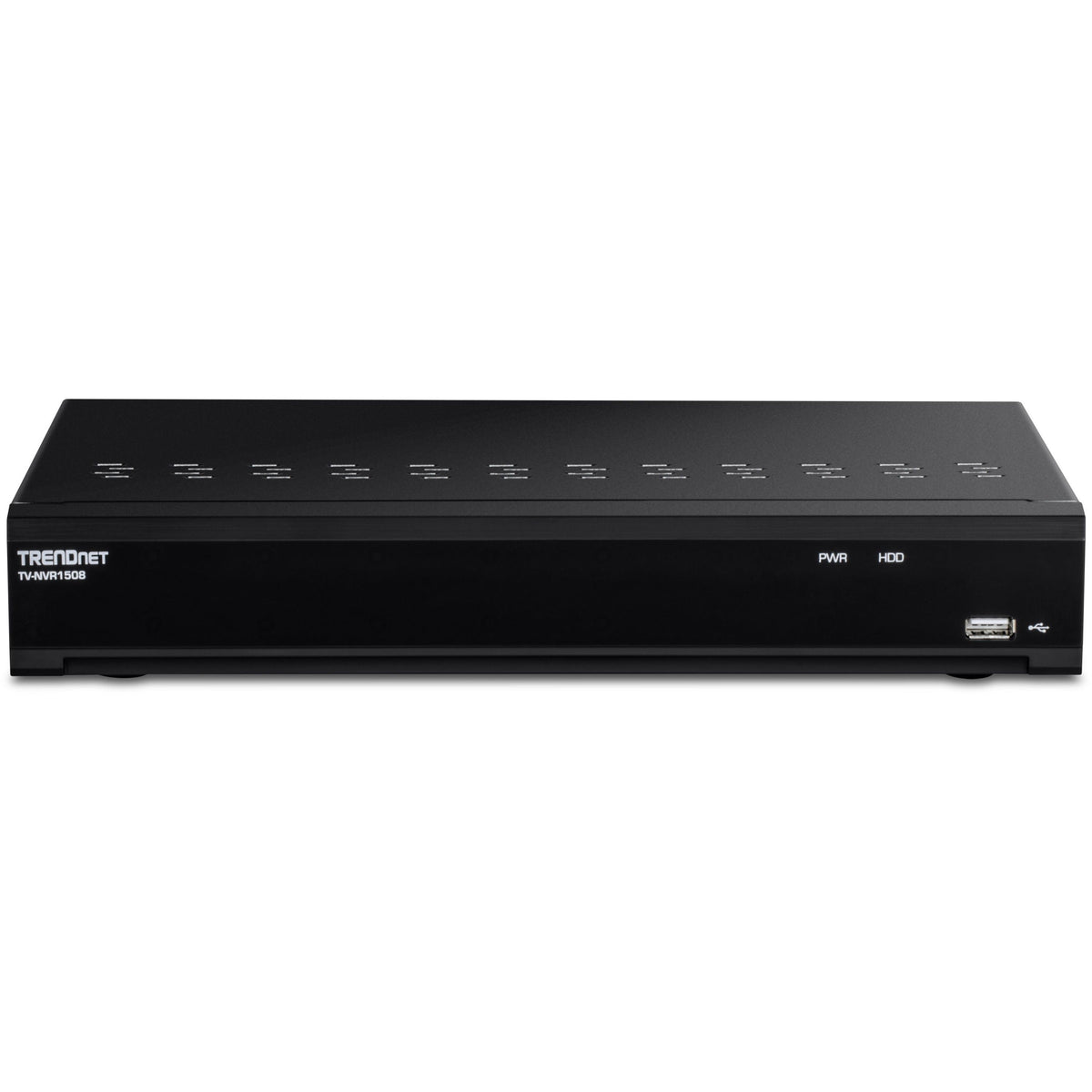 TRENDnet 8-Channel UHD PoE NVR TV-NVR1508 H.264/H.265 4K (8MP) Up to 12TB Storage (HDD Not Included) Supports one 4K Camera Channel 56W PoE Power Budget Rackmount Design 240fps Black