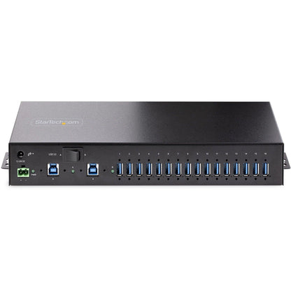 StarTech.com 16-Port Industrial USB 3.0 Hub 5Gbps Mountable Terminal Block Power Up to 120W Shared USB Charging Dual-Host Hub/Switch