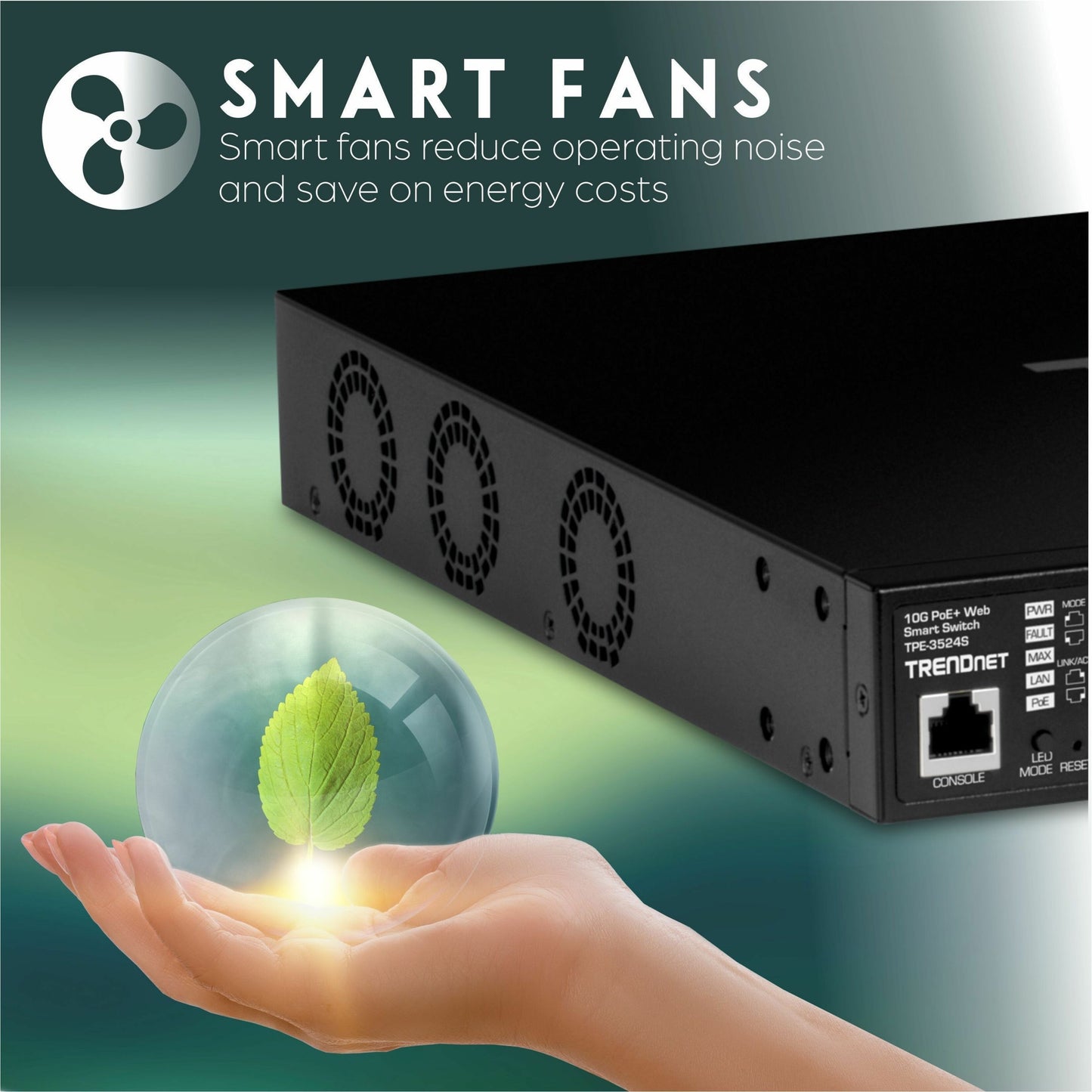 TRENDnet 52-Port Gigabit Web Smart PoE+ Switch with 10G SFP+ Ports TPE-3524S 48 x Gigabit PoE+ Ports 4 x 10G SFP+ Ports 410W PoE Power Budget Lifetime Protection Black