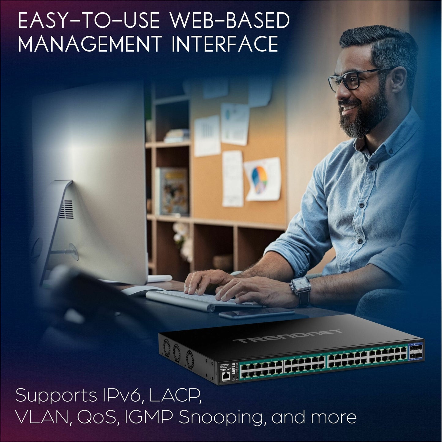 TRENDnet 52-Port Gigabit Web Smart PoE+ Switch with 10G SFP+ Ports TPE-3524S 48 x Gigabit PoE+ Ports 4 x 10G SFP+ Ports 410W PoE Power Budget Lifetime Protection Black