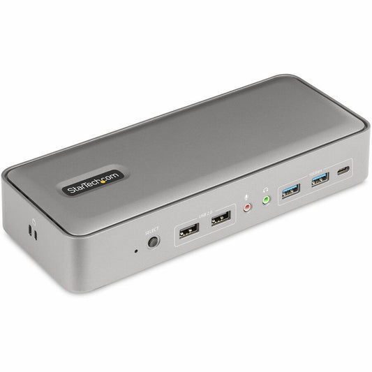 StarTech.com Dual-Laptop USB-C KVM Docking Station Dual Monitor 4K 60Hz DisplayPort KVM Dock 5x USB Hub GbE 90W/45W PD Windows/Mac