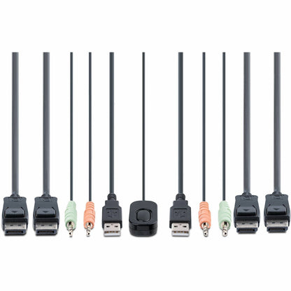StarTech.com 2-Port Dual-Monitor DisplayPort Cable KVM Switch 4K 60Hz Compact KVM with 5ft/1.5m Integrated Host Cables Bus Powered