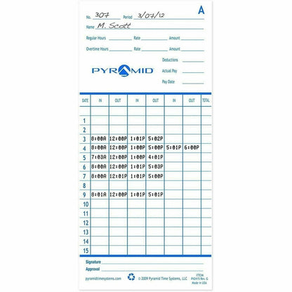 Pyramid Time Systems Time Card