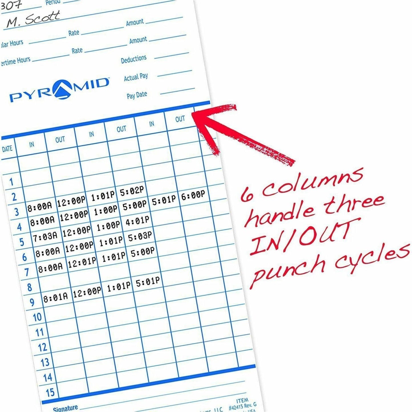 Pyramid Time Systems Time Card