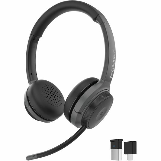 Morpheus 360 Advantage Stereo Wireless Headset with Detachable Boom Microphone - Bluetooth Headphones with 2.4GHz Receiver-Dongle - UC compatible - 20 Hour Talk-Playtime - USB A Receiver - USB Type-C Adapter - HS6500SBT