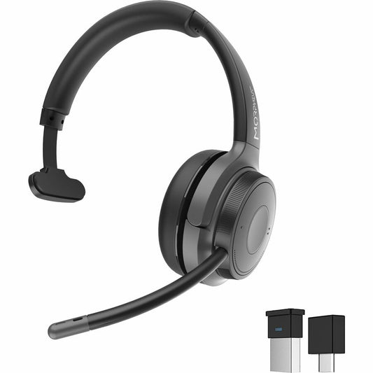 Morpheus 360 Advantage Wireless Mono Headset with Detachable Boom Microphone - Bluetooth Headphones with Microphone - UC compatible - 20 Hour Talk and Playtime - USB A Connector - USB Type-C Adapter - HS6200MBT