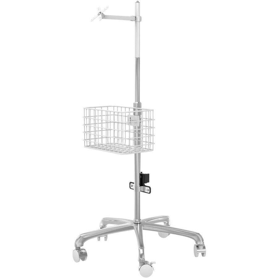 CTA Digital Medical Rolling Cart with VESA Articulating Arm Basket and Power Strip Holder