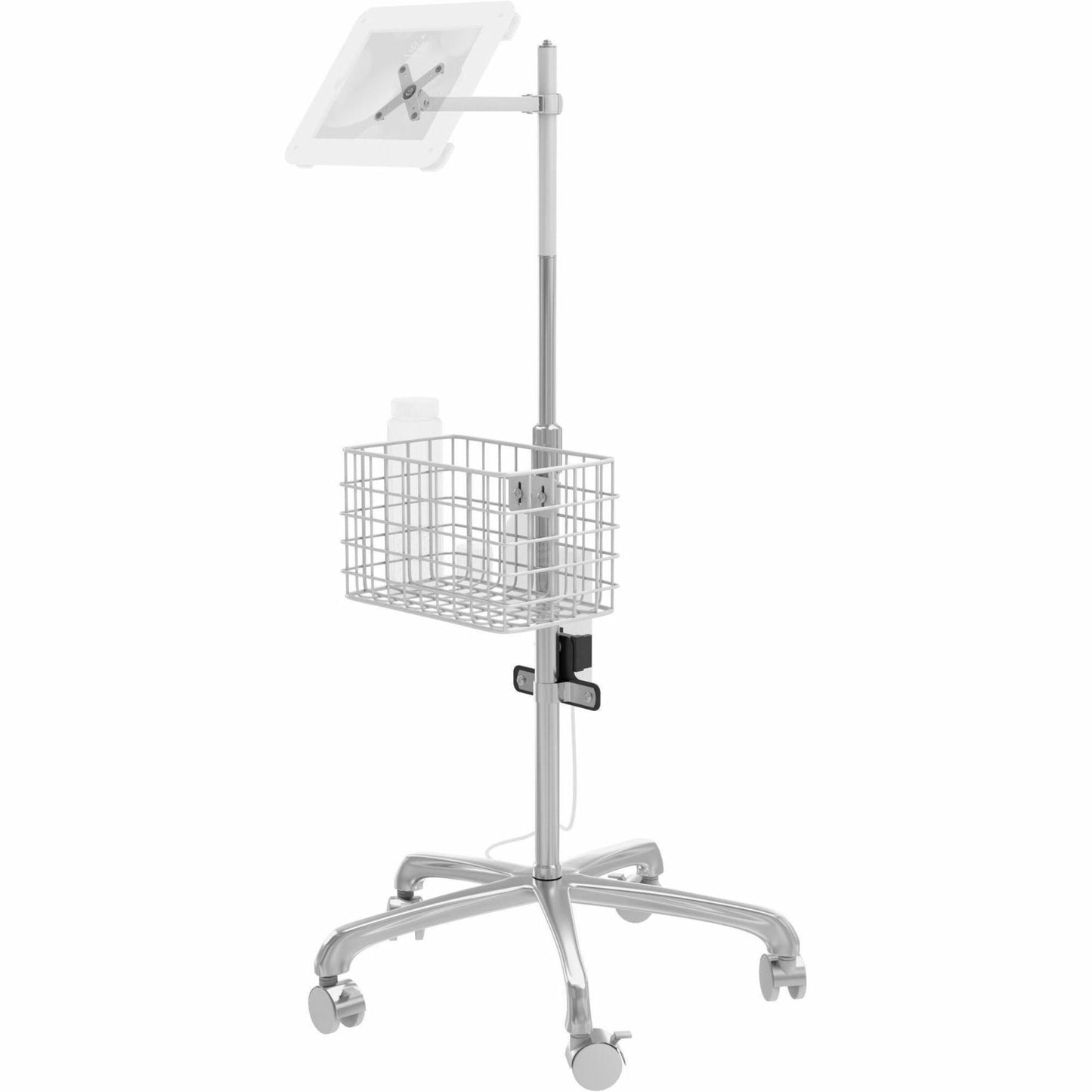 CTA Digital Medical Rolling Cart with VESA Articulating Arm Basket and Power Strip Holder