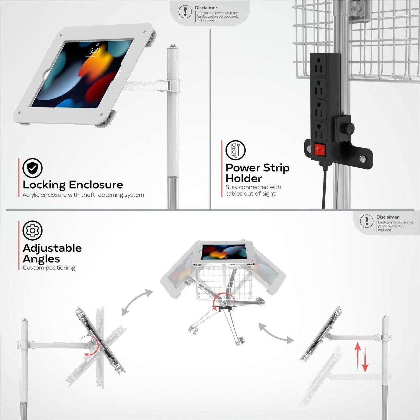 CTA Digital Medical Rolling Cart with Articulating Arm & Accessories for iPad 10.2 Series iPad Air 3 and iPad Pro 10.5