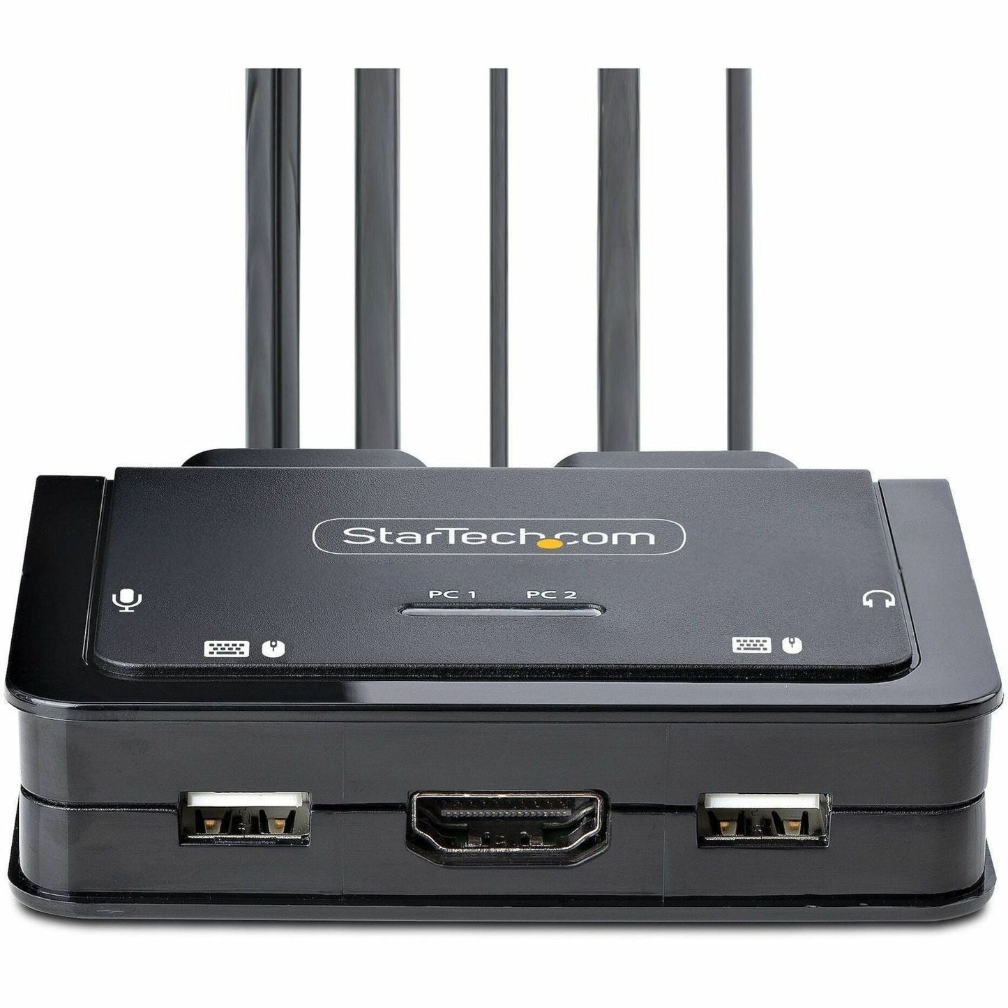 StarTech.com 2-Port Hybrid USB-C HDMI Cable KVM Switch 4K 60Hz Compact KVM with 6ft/1.8m USB-A & 4ft/1.2m USB-C Integrated Cables