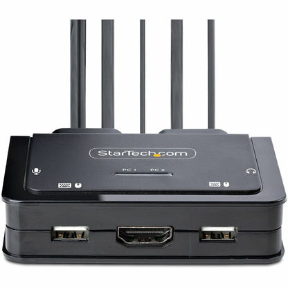 StarTech.com 2-Port Hybrid USB-C HDMI Cable KVM Switch 4K 60Hz Compact KVM with 6ft/1.8m USB-A & 4ft/1.2m USB-C Integrated Cables