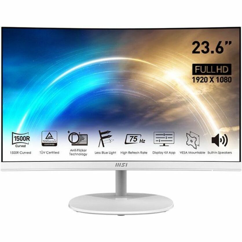 MSI Pro MP241CAW 23.6" Full HD Curved Screen LCD Monitor - 16:9 - Matt White