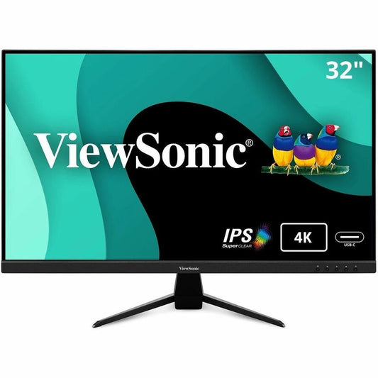 ViewSonic VX3267U-4K 4K UHD 32 Inch IPS Monitor with 65W USB C HDR10 Content Support Ultra-Thin Bezels Eye Care HDMI and DP Input