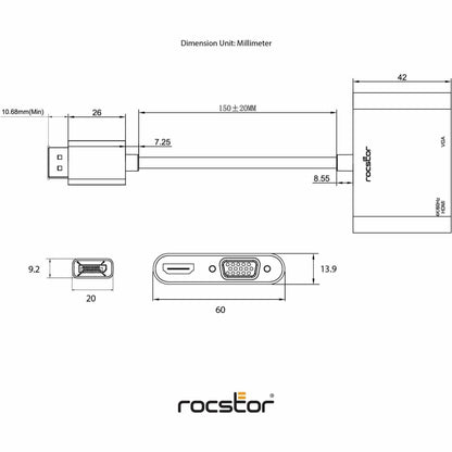 Rocstor DisplayPort To HDMI VGA Adapter - 4K 60Hz