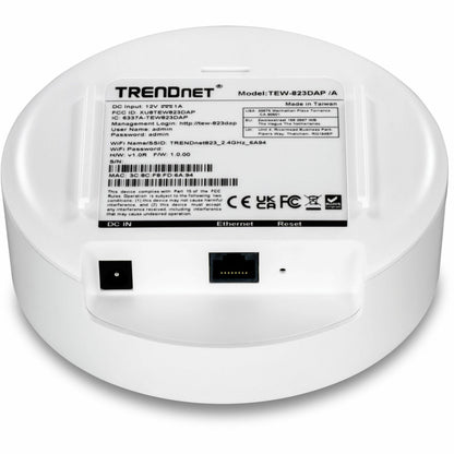TRENDnet AC1300 Dual Band PoE Indoor Wireless Access Point 867Mbps WiFi AC + 400Mbps WiFi N Bands MU-MIMO Repeater Mode Traffic Management Easy Installation White TEW-823DAP