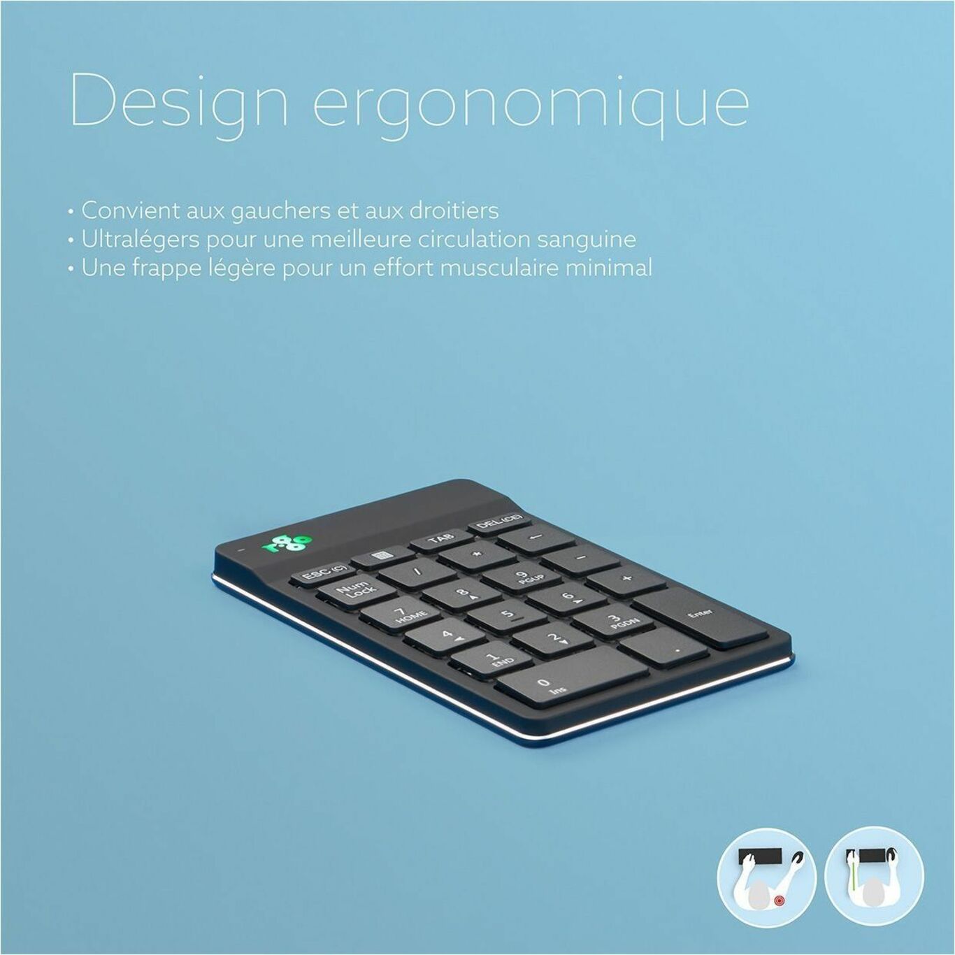 R-Go Numpad Break numeric keyboard with pause software Bluetooth black