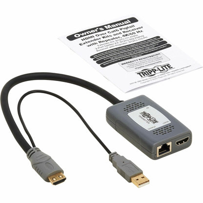 Tripp Lite HDMI over Cat6 Pigtail Receiver with Repeater 4K 60 Hz 4:4:4 Transceiver HDCP 2.2 230 ft. (70.1 m) TAA