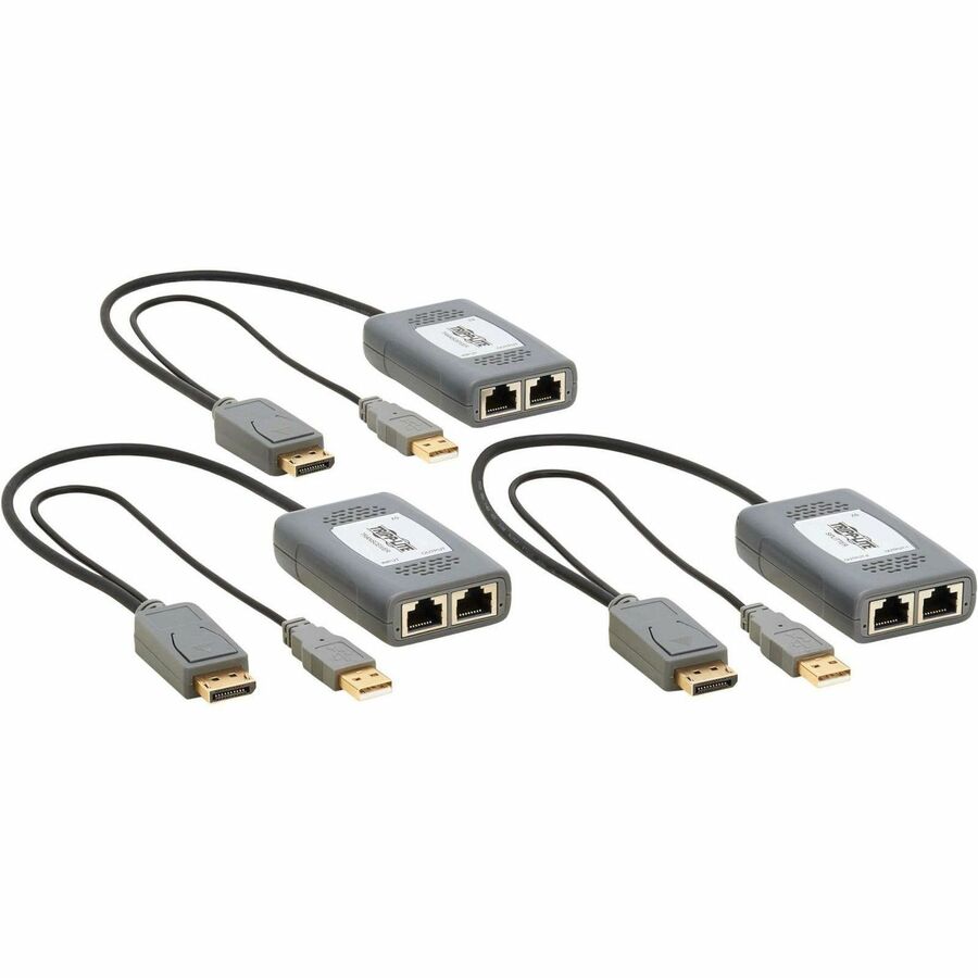 Tripp Lite 2-Port DisplayPort over Cat6 Extender Kit Pigtail Transmitter/2x Receivers 4K 60 Hz HDR 4:4:4 230 ft. (70.1 m) TAA