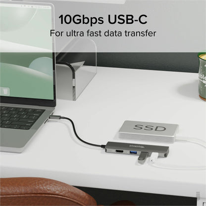 Plugable USB C Hub Multiport Adapter 4 in 1 100W Pass Through Charging USB C to HDMI 4K 60Hz