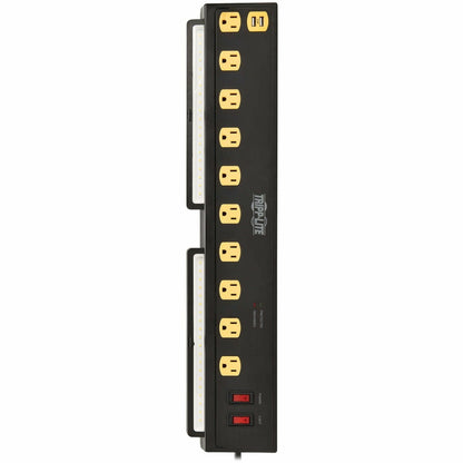 Tripp Lite Protect It! 10-Outlet Surge Protector with Swivel Light Bars - 5-15R Outlets 2 USB Ports 6 ft. (1.8 m) Cord 1350 Joules Black