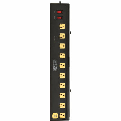 Tripp Lite Protect It! 10-Outlet Surge Protector with Swivel Light Bars - 5-15R Outlets 2 USB Ports 6 ft. (1.8 m) Cord 1350 Joules Black