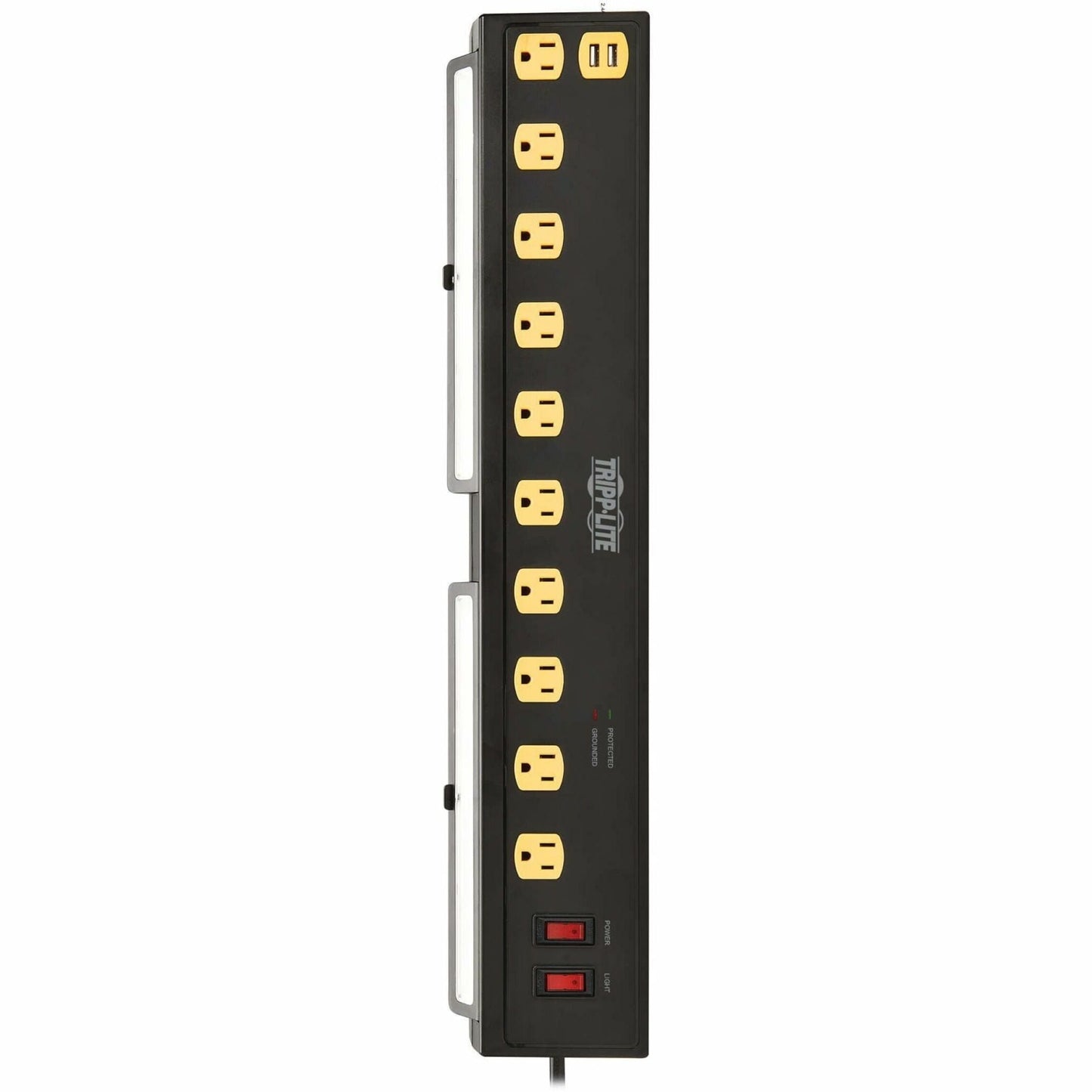 Tripp Lite Protect It! 10-Outlet Surge Protector with Swivel Light Bars - 5-15R Outlets 2 USB Ports 10 ft. (3 m) Cord 4500 Joules Black