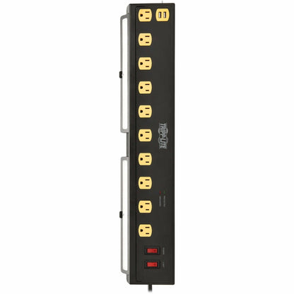 Tripp Lite Protect It! 10-Outlet Surge Protector with Swivel Light Bars - 5-15R Outlets 2 USB Ports 10 ft. (3 m) Cord 4500 Joules Black