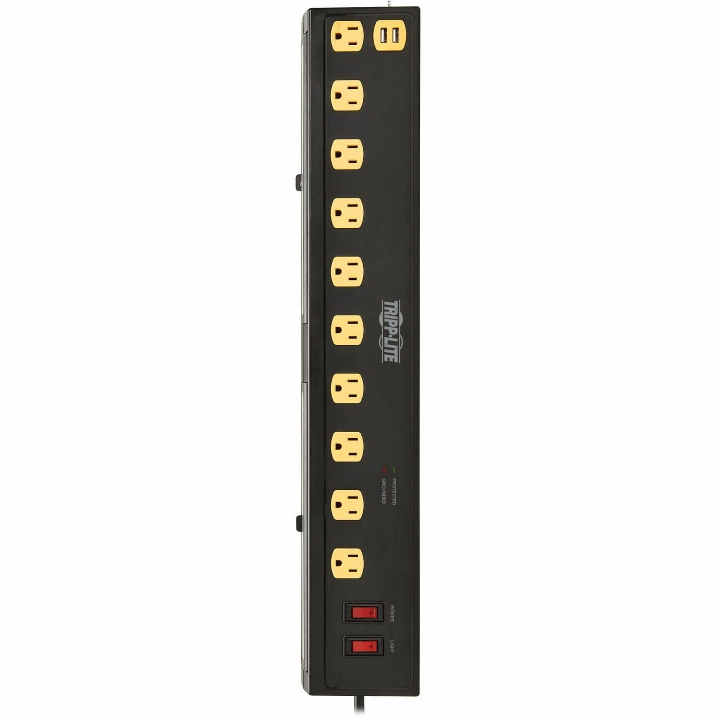 Tripp Lite Protect It! 10-Outlet Surge Protector with Swivel Light Bars - 5-15R Outlets 2 USB Ports 10 ft. (3 m) Cord 4500 Joules Black