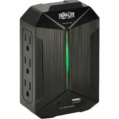 Tripp Lite Protect It! 6-Outlet Surge Protector - 5-15R Outlets 2 USB Ports 5-15P Direct Plug-In 490 Joules Black