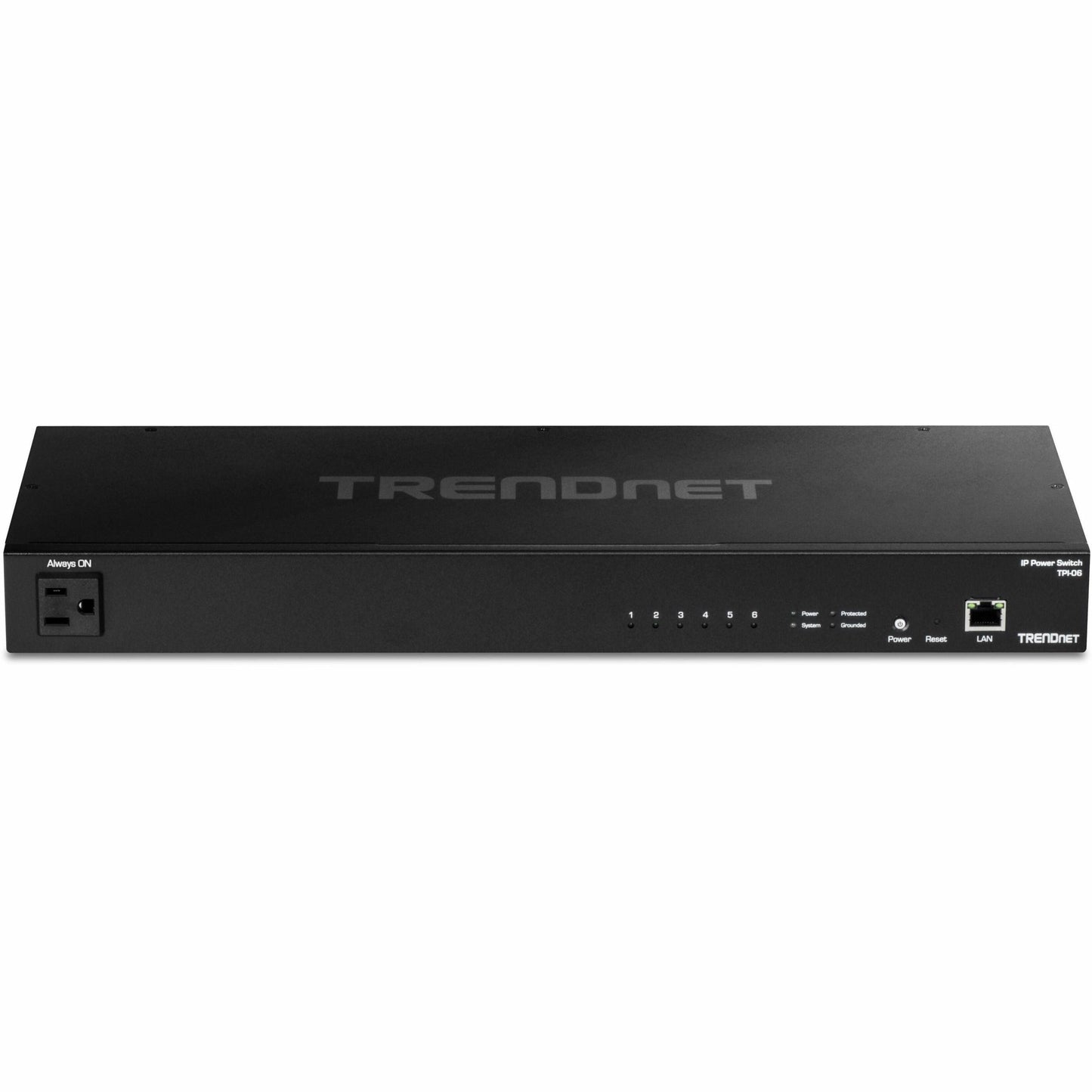 TRENDnet 6-Outlet Managed Rackmount Power Distribution Unit 1 x NEMA 5-15R Bypass Power Outlet 1 x Gigabit RJ-45 Port Overload protection Surge Protection 2160J 1U Rack Mountable Black TPI-06