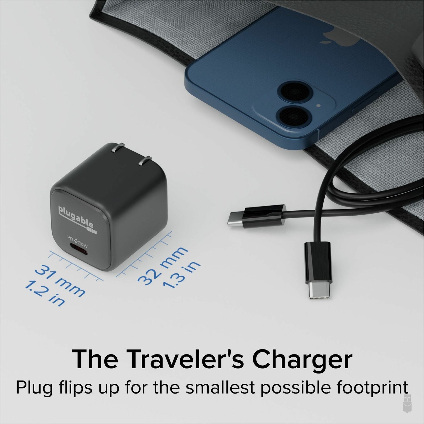 Plugable GaN USB C Charger Block 30W Portable Charger