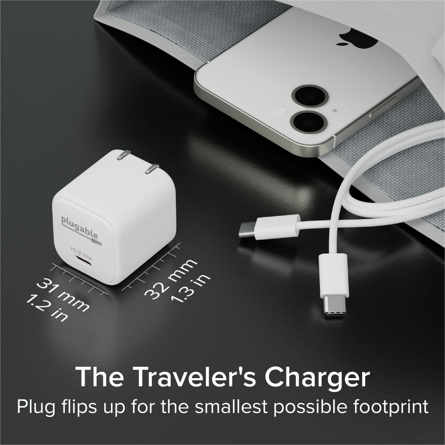 Plugable GaN USB C Charger Block 30W Portable Charger