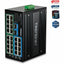 TRENDnet 26-Port Hardened Industrial Unmanaged Gigabit DIN-Rail Switch TI-PG262 16 x Gigabit PoE+ Ports 8 x Gigabit RJ-45 Ports 2 x SFP Ports IP30 Lifetime Protection Black