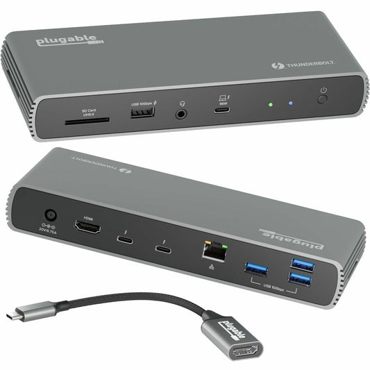 Plugable Thunderbolt 4 Dock with 100W Charging Thunderbolt Certified 3x Thunderbolt Ports