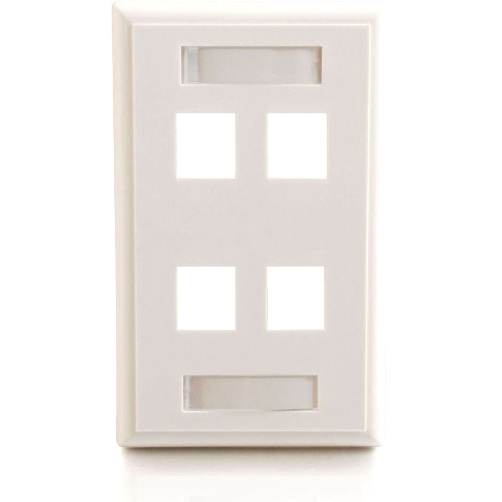 C2G 4-Port Single Gang Multimedia Keystone Wall Plate - White