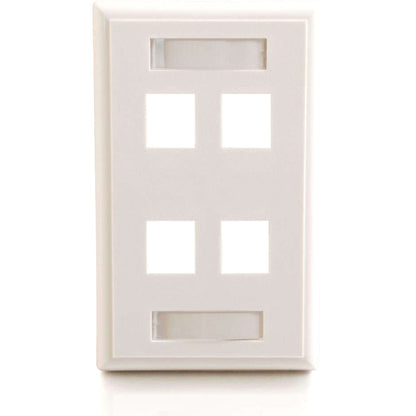 C2G 4-Port Single Gang Multimedia Keystone Wall Plate - White