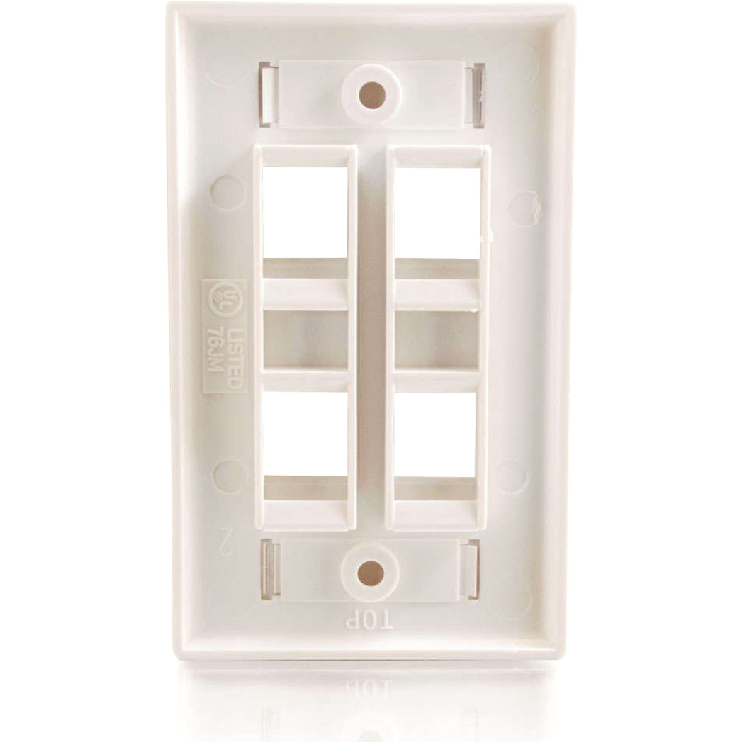 C2G 4-Port Single Gang Multimedia Keystone Wall Plate - White