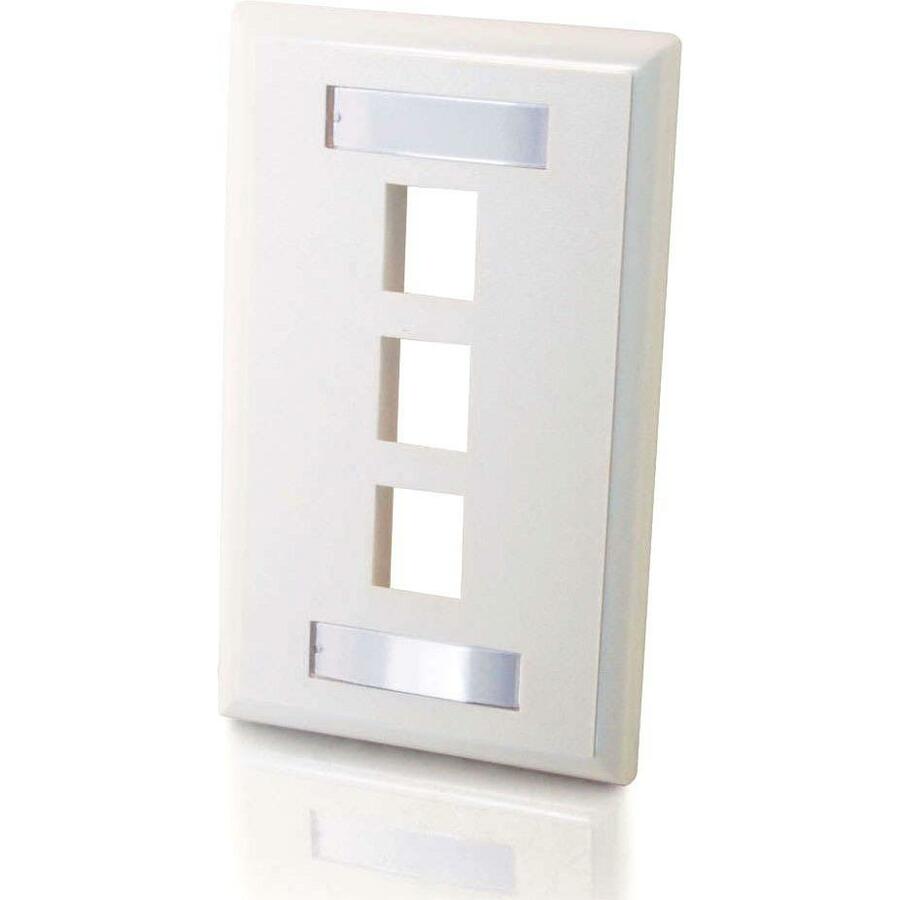 C2G 3-Port Single Gang Multimedia Keystone Wall Plate - White