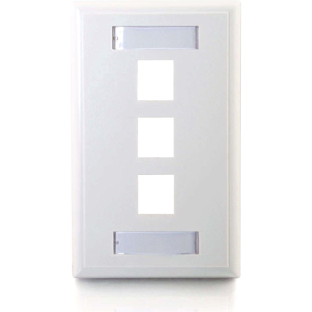 C2G 3-Port Single Gang Multimedia Keystone Wall Plate - White