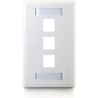 C2G 3-Port Single Gang Multimedia Keystone Wall Plate - White